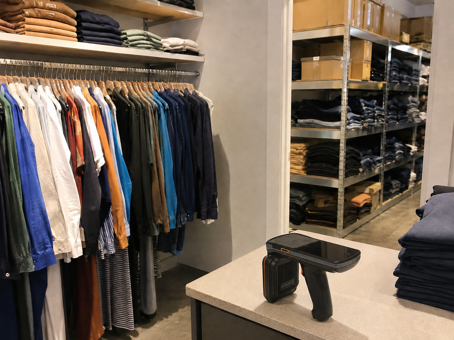 RFID handheld reader supporting fashion store inventory and stocktaking