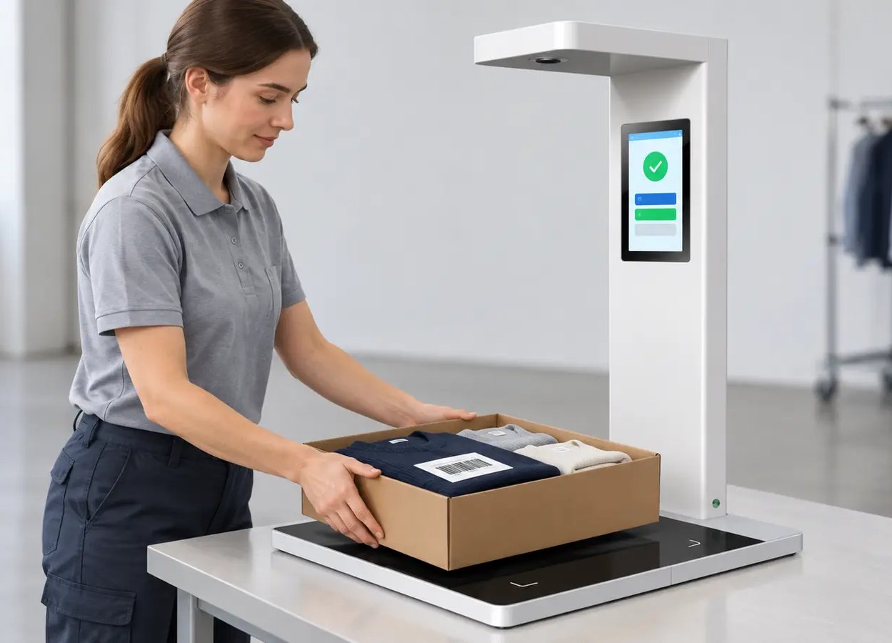 XTC6301 RFID verification station binding apparel RFID tags with a shipping label barcode